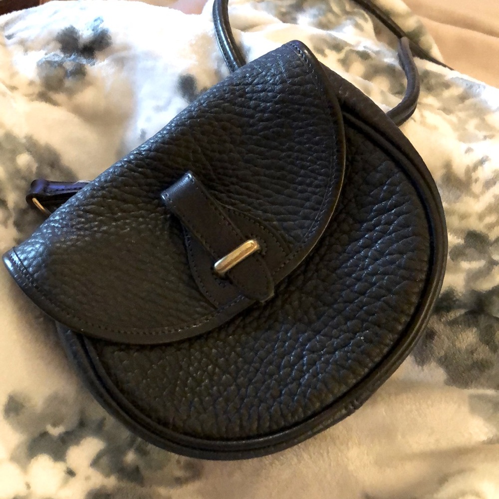 Small black pebble leather crossbody purse